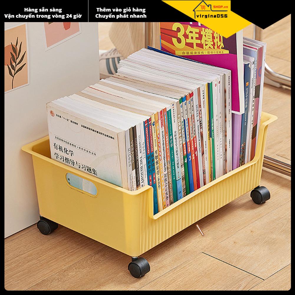 Virgina056 Hộp lưu trữ sách bằng nhựa Thiết kế ròng rọc Dễ dàng di chuyển sắp xếp lớp học Dung tích lớn cho Túi đựng