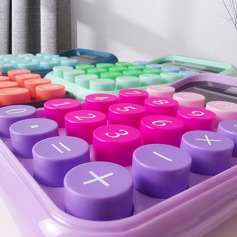Máy tính màu kẹo màn hình 10-chữ số barbie dopamine màu màn hình lớn bàn phím cơ nút lớn máy tính năng lượng mặt trời đồ dùng học tập