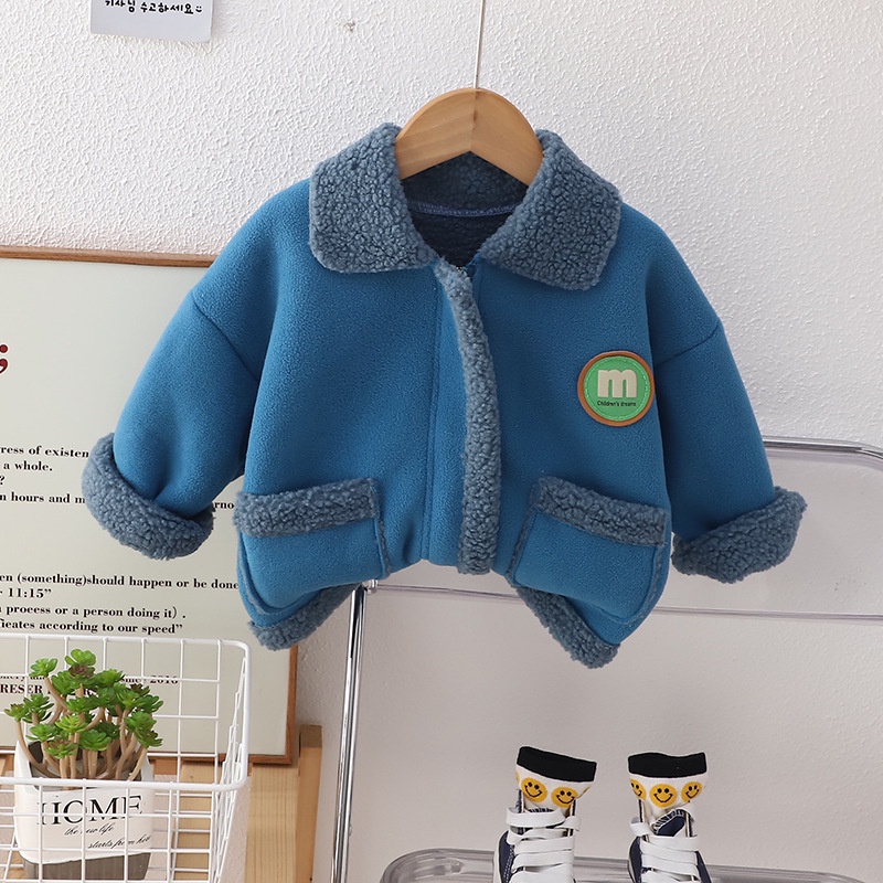 Áo Khoác Ngắn Lót Lông Cừu Dày Dặn Phong Cách Phương Tây Dành Cho Bé Gái