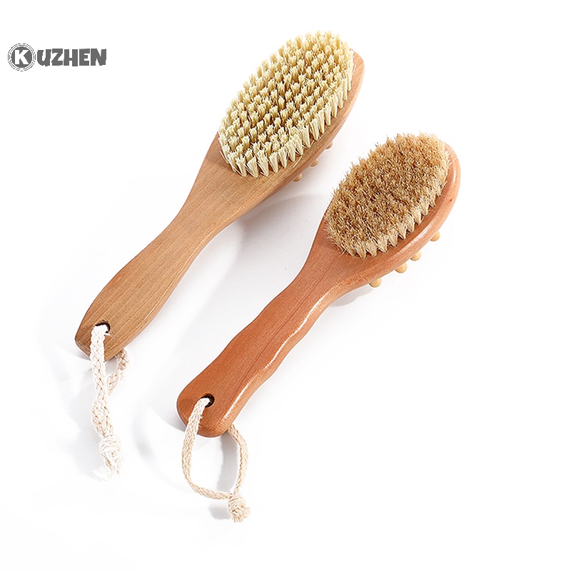 Kuzhen bàn chải tắm hai mặt tẩy tế bào chết bàn chải lông mềm bàn chải massage bàn chải tắm cầm tay dài bàn chải massage ướt hoặc khô bàn chải nóng