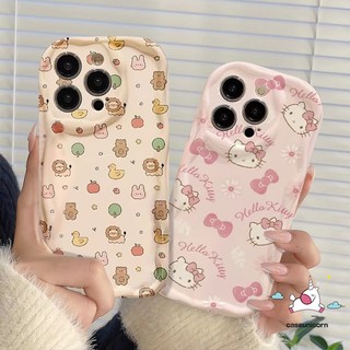 Đối với redmi 9a 12c 9 10 a1 10a 10c 9c nfc 9t a2 note 10s 12 10 11s 11 pro max plus mi 11 12 lite poco m3 phim hoạt hình 3d gợn sóng cạnh cong dễ thương hình minh họa động vật hello kitty bìa mềm