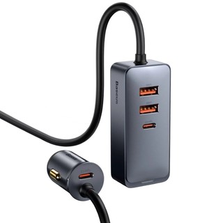 Tẩu sạc nhanh mở rộng 4 Port dùng cho ô tô Baseus 120w - Màu Xám