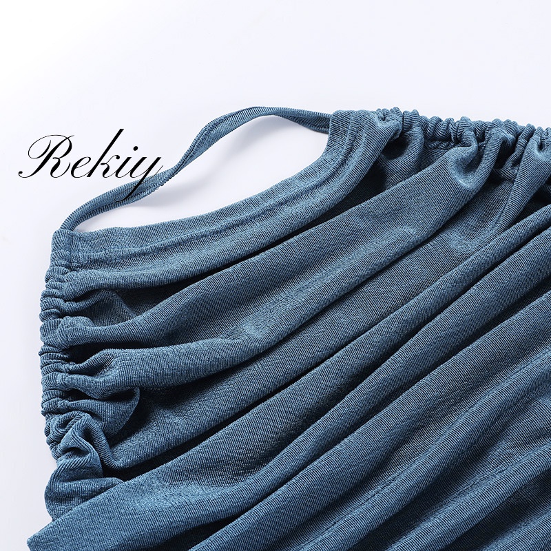 Rekiy women individual sets 2023 new tendency shrinking pleated backless navel short top + slim-fitting hip-wrapped skirt set