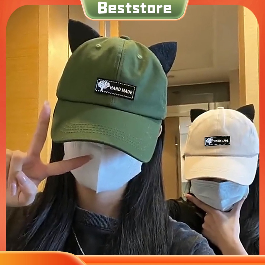Phụ nữ mũ phi công cá tính với kính râm unisex có thể giặt được kính nhìn rõ ràng chống nắng tai mèo trang trí vành có thể gập lại cosplay phụ nữ mũ mặt trời mũ nón
