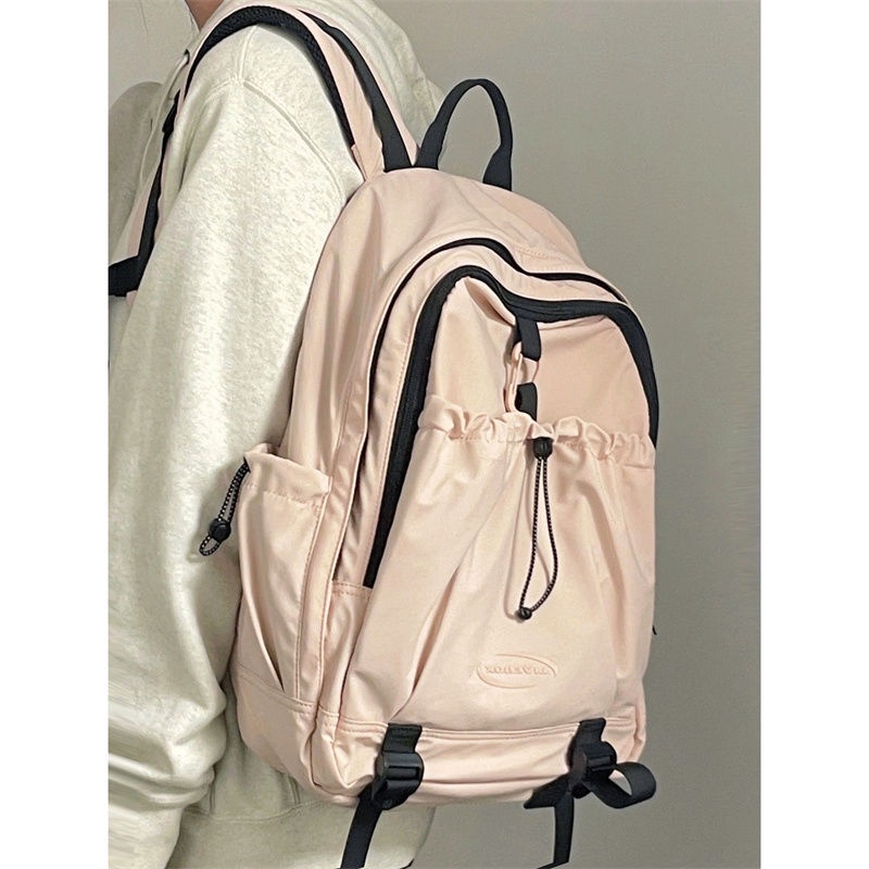 Sweet girl pink multi-layer pleated ballet khoang ba lô commuter campus dirt-resistant lightweight large-capacity scho