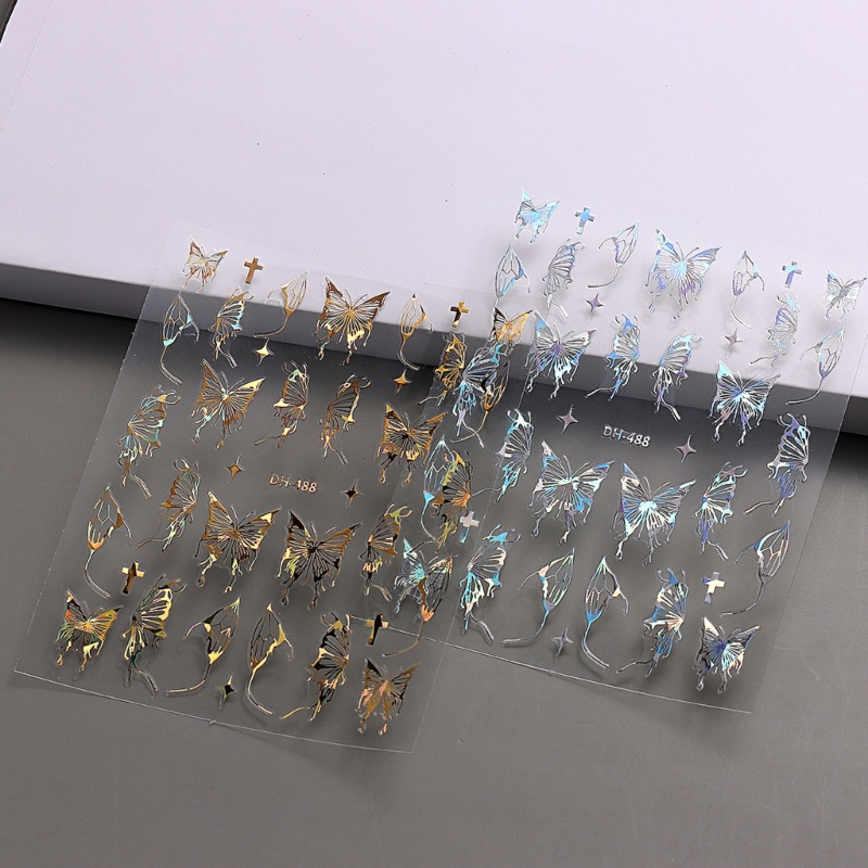 Sa Set 6 Tấm Hình Dán Họa Tiết Bướm 3d Trang Trí Móng Tay