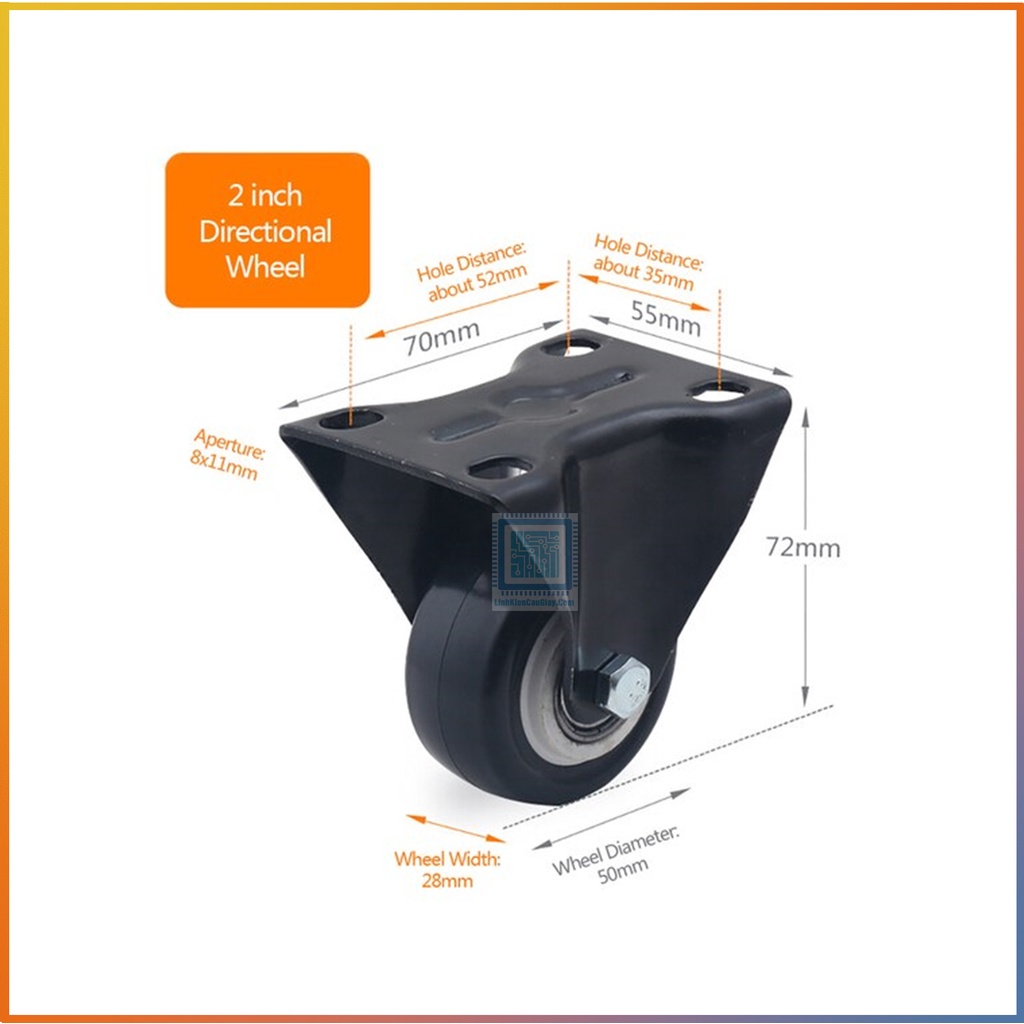 Bánh xe chịu lực đường kính 4cm, 5cm, 6cm, 7.5cm, 10cm, 12.5cm