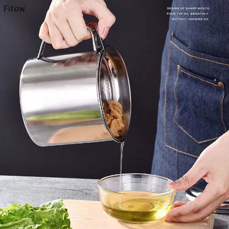 Ftw nồi lọc dầu không gỉ bộ lọc mỡ lợn bình đựng dầu dung tích lớn fe