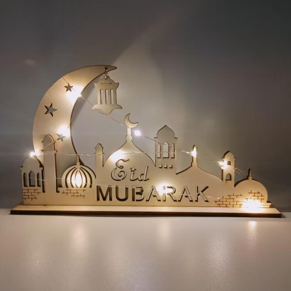 Đèn Led Lễ Hội Eid Mubarak Bằng Gỗ Dùng Trang Trí Nhà Cửa