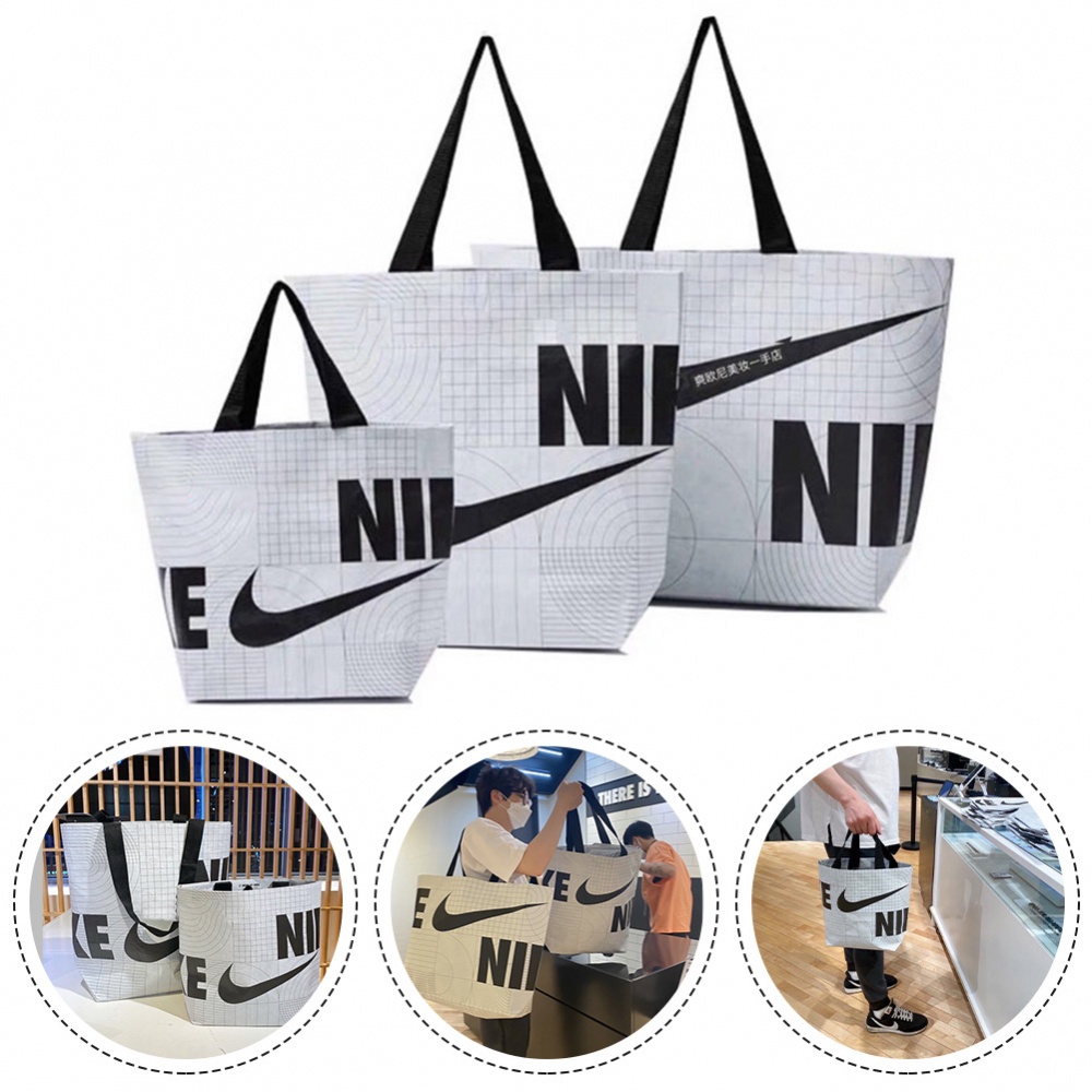 Túi Xách Mua Sắm Đeo Vai 3 Kích Cỡ Màu Trắng / Đen Đơn Giản Tiện Lợi