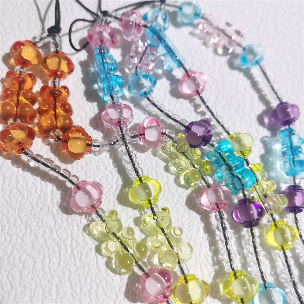 Ốp Điện Thoại Acrylic Mềm Trong Suốt Chống Thất Lạc Hình Gấu Nhiều Màu Có Dây Đeo Chuỗi Hạt Cho Điện Thoại