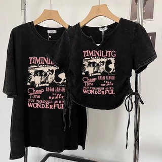 Áo thun SUXI cotton in họa tiết cổ điển thời trang cho nữ