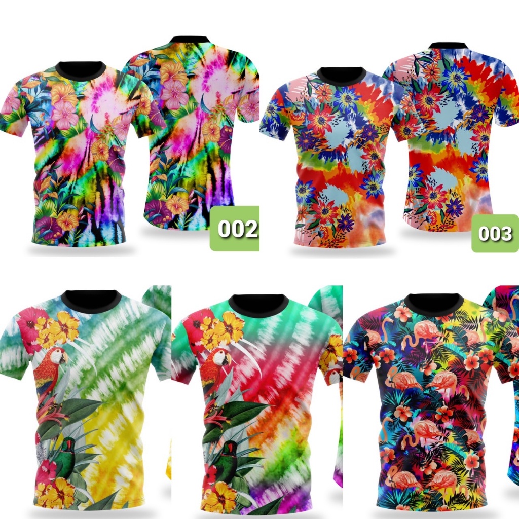 Áo Thun baju Thái Lan Virus Ngoại Cỡ Họa Tiết Hoa Màu Sáng, Sợi Nhỏ LW-W214