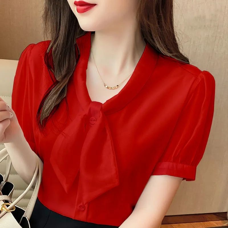 Áo Sơ Mi Chiffon Tay Ngắn Dáng Rộng Thời Trang Mùa Hè Dành Cho Nữ