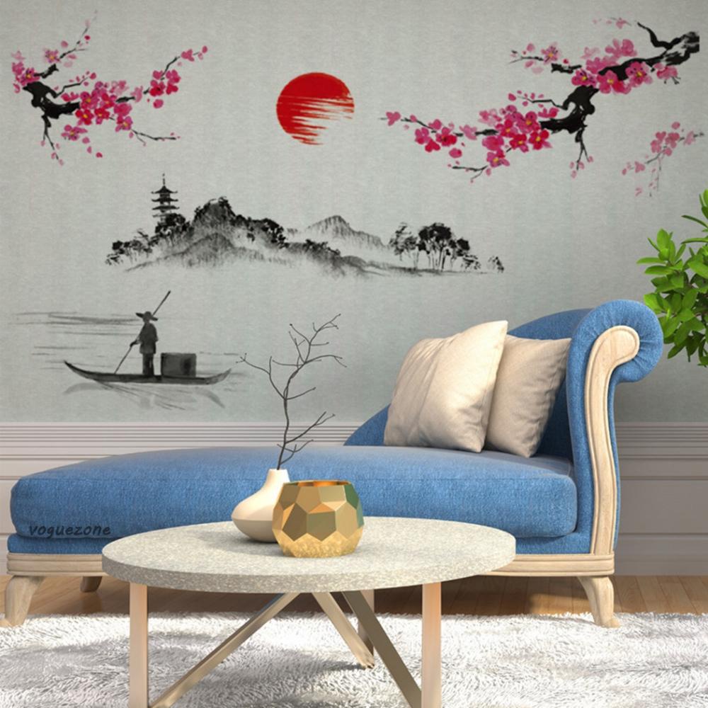 #Đồng Hồ Đeo Tay VOGUEZ#Decal dán tường Chống Thấm Nước Họa Tiết Hoa Anh Đào Nhật Bản