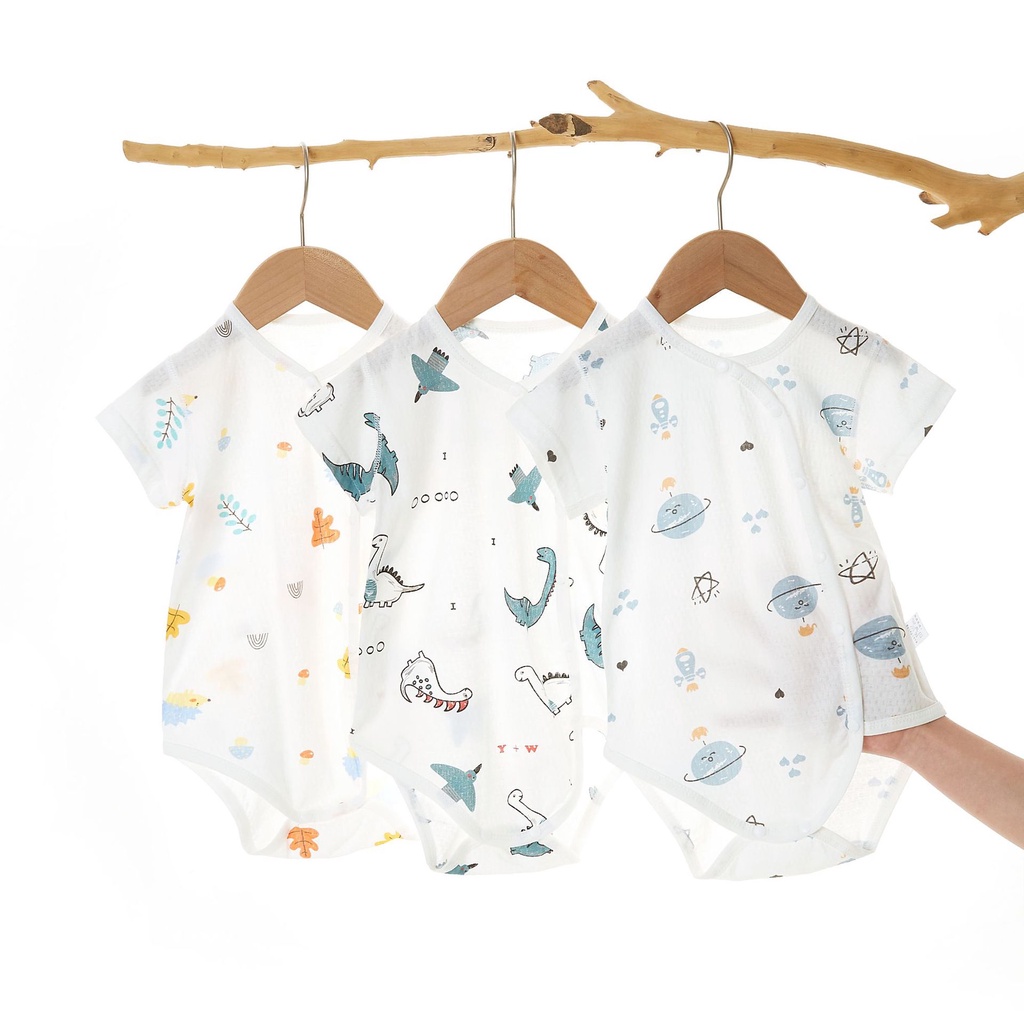Bộ Đồ Ngủ Tay Ngắn Chất Liệu cotton Thấm Hút Mồ Hôi Thoáng Khí Thời Trang Mùa Hè Xinh Xắn Cho Bé Sơ Sinh