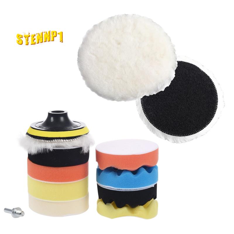 Bộ 11 Đĩa Đánh Bóng Xe Hơi 100mm Và 1 Miếng Đệm Len Lông Cừu Kích Thước 6 Inch