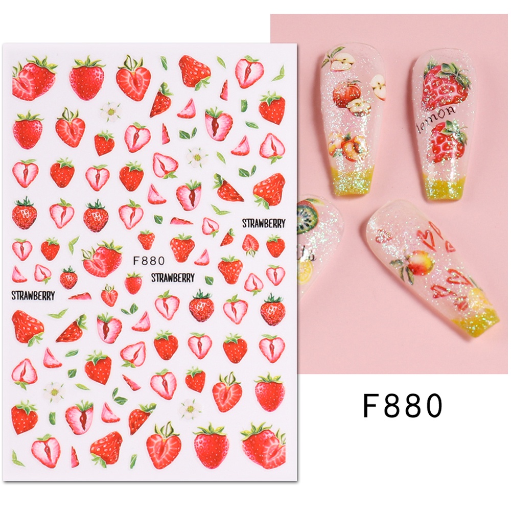 Nhãn Dán Móng Tay 3d Họa Tiết Trái Cây Hoạt Hình Dễ Thương