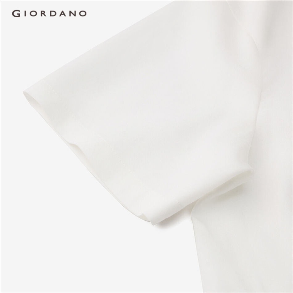 Áo sơ mi GIORDANO 13343306 vải modal tay ngắn dáng rộng nhấn eo phong cách giản dị dành cho nữ