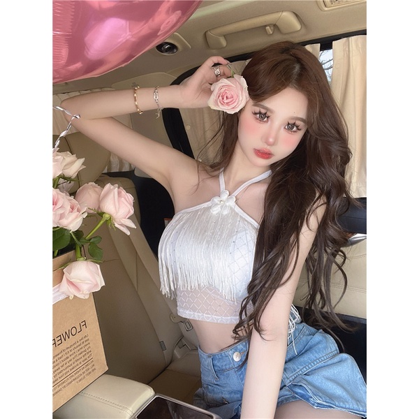 Nzn Áo hai dây Cổ Yếm Trơn Khoét Sâu Gợi Cảm Thời Trang Cho Nữ