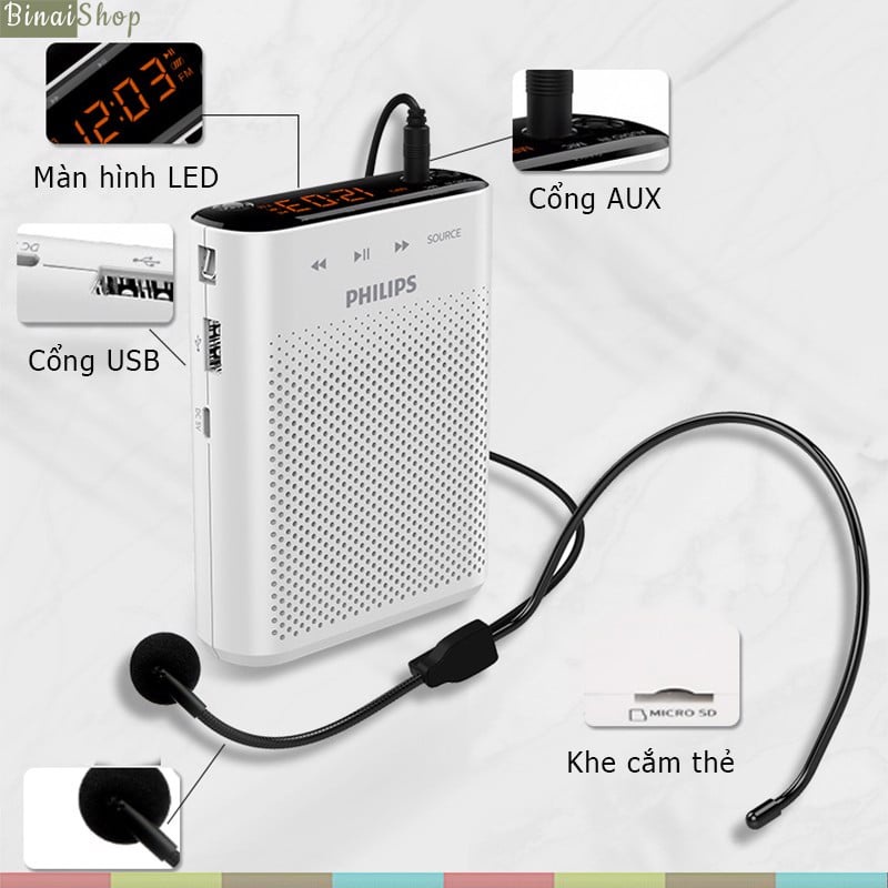 Máy Trợ Giảng Philips SBM210 , Có Bluetooth, Công Suất Lớn 15W Cho Giảng Dạy, Bán Hàng, Hướng Dẫn Viên