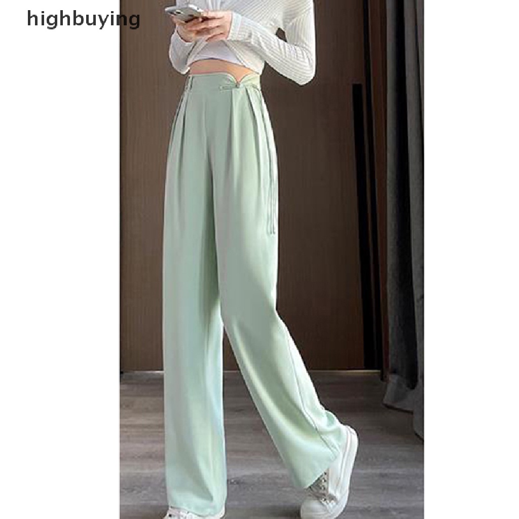 Quần ống rộng Lưng Cao Màu Trơn Phối Túi Thời Trang 2023 Cho Nữ