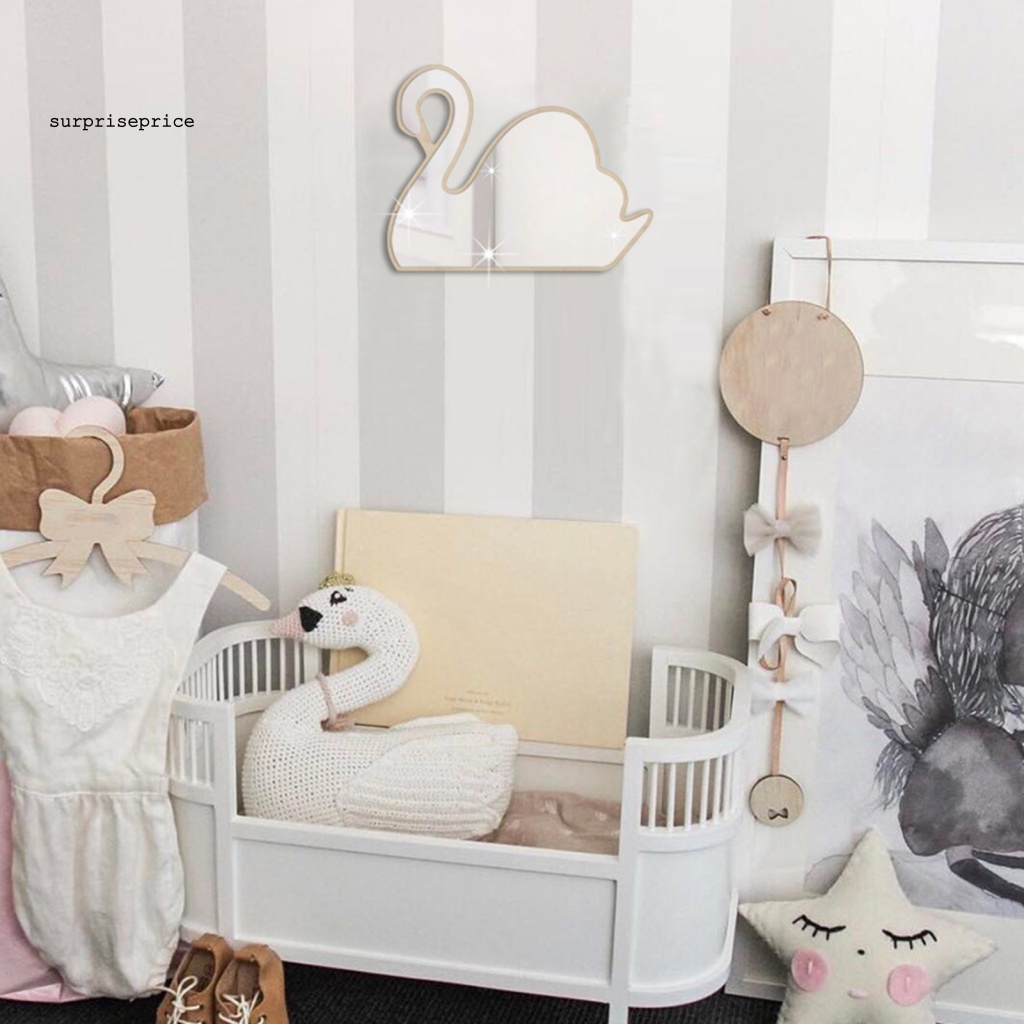 1 Set Decal dán tường Bằng Acrylic Chống Thấm Nước Hình Thiên Nga 3D Tráng Gương Phong Cách Bắc Âu Trang Trí Nhà Cửa