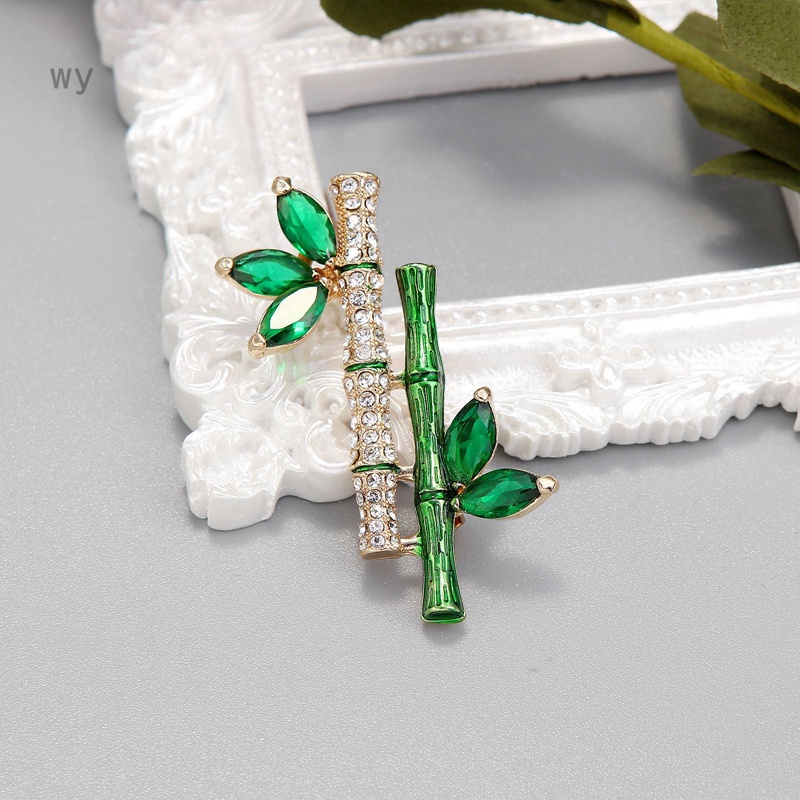 Ghim Cài Áo Hình Cây Tre Đính Đá Phong Cách Retro Thanh Lịch Mới