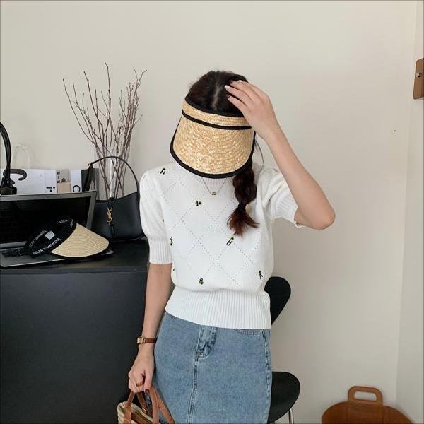 SUXI Áo Thun Dệt Kim Tay Ngắn Dáng Rộng Thời Trang Mùa Hè Dành Cho Nữ