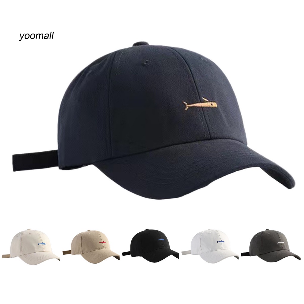 Mũ Lưỡi Trai Thêu Hình Cá Voi Vành Cong Thoáng Khí Chống Nắng Có Thể Điều Chỉnh Cho Nam Nữ