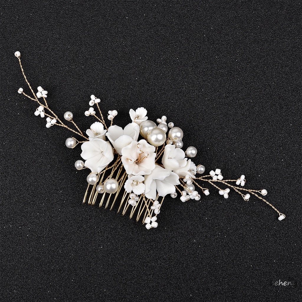 Lược Cài Tóc 12 Răng Màu Trắng Sang Trọng Cho Phù Dâu