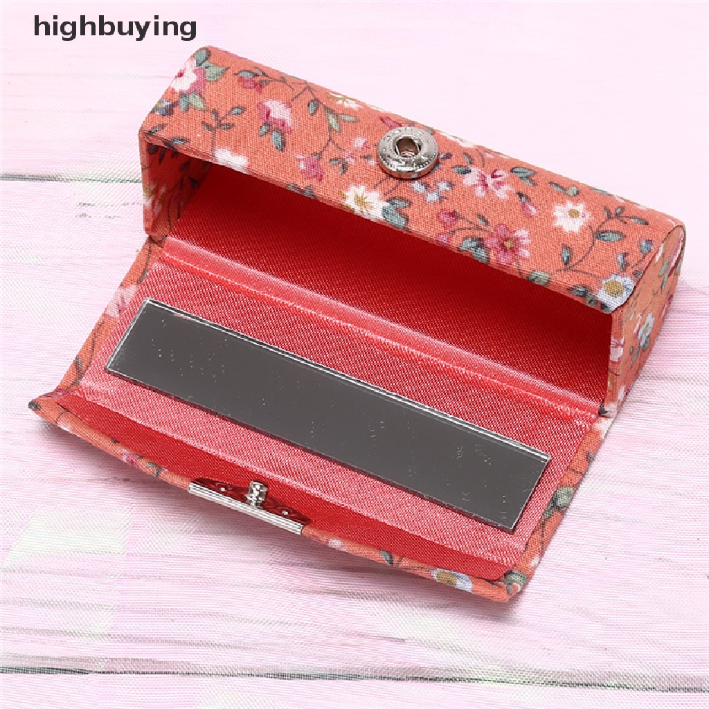 Hộp Đựng Son Môi Họa Tiết Thêu Hoa Kèm Gương Phong Cách Retro