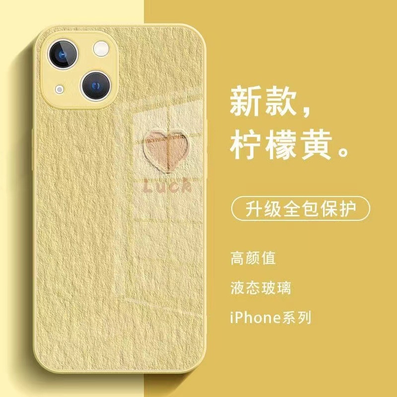Ốp Điện Thoại Mặt Kính Màu Vàng Cho Iphone 13promax 14Pro