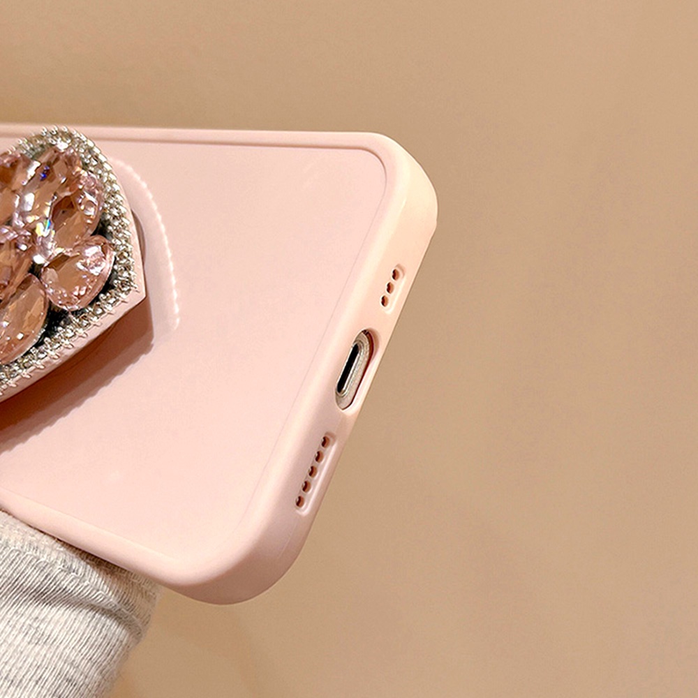 Ốp Điện Thoại TPU Dẻo Màu Trơn Chống Bụi Bẩn / Rơi Vỡ Có Giá Đỡ Hình Trái Tim Sang Trọng Cho IPhone 11 12 13 14 Pro Max