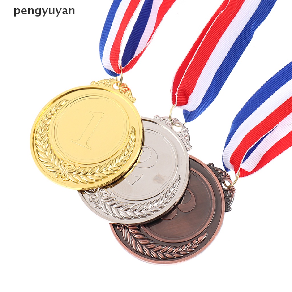 [pengyuyan] Bộ 3 Huy Chương Huy Chương Kim Loại Với Dây Ruy Băng Cổ Vàng Đồng Bạc Phong Cách Thế vận hội [Mới