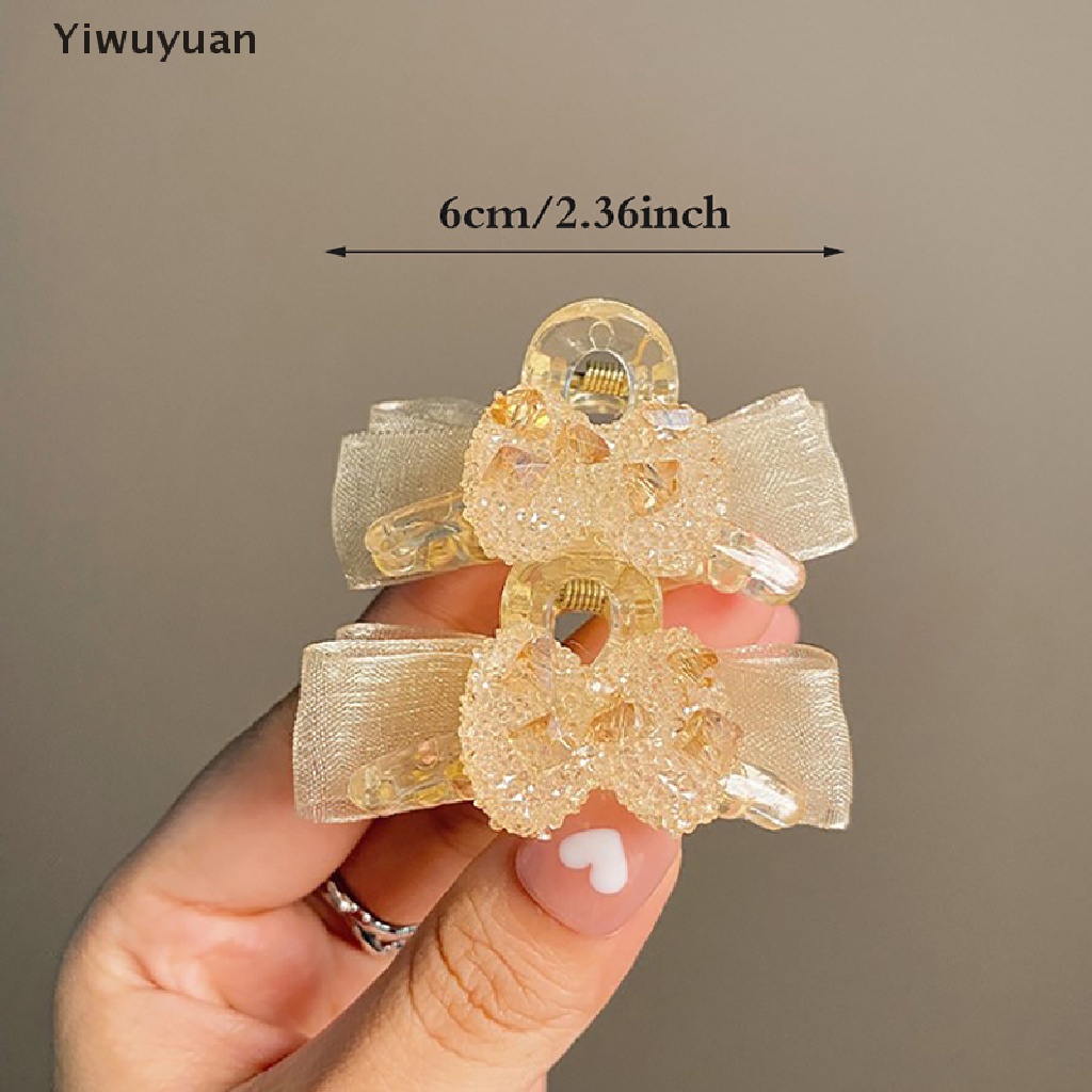 &lt; Yiwuyuan &gt; Kẹp Tóc Càng Cua Hai Mặt Đính Nơ Nhỏ Cá Tính Phong Cách Hàn Quốc Cho Nữ