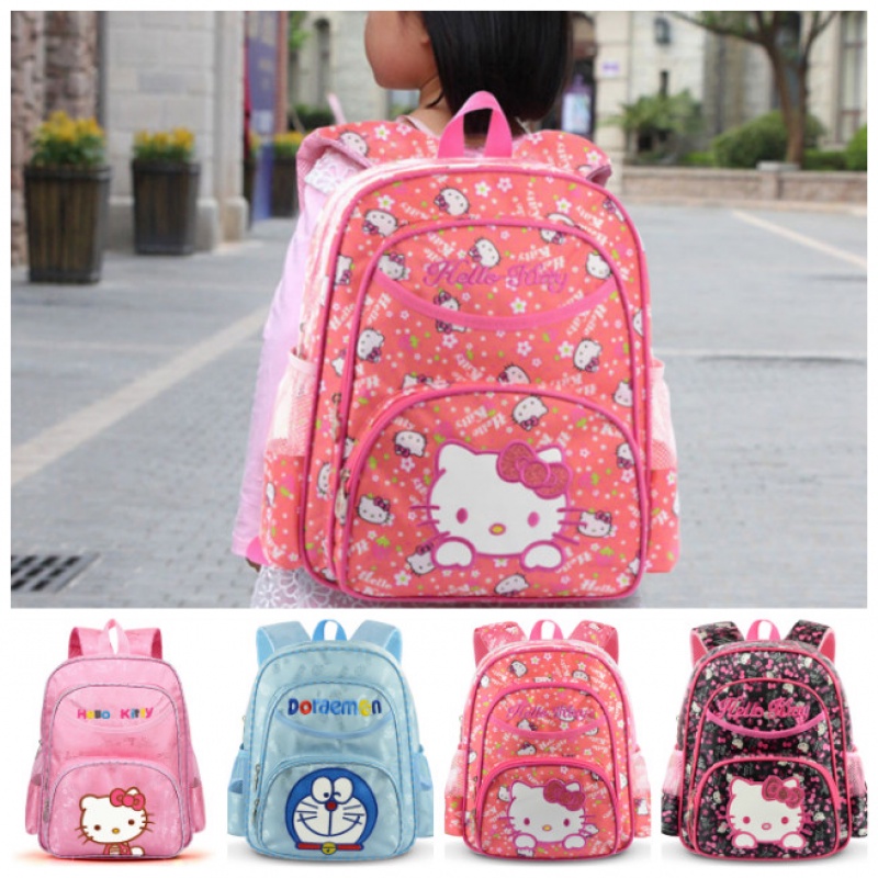 Túi Học Tiểu Học Lớp 1-5 Túi Doraemon Hello Kitty Cho Bé Gái Bé Trai Ba Lô Cho Bé Gái Gói Túi Màu Hồng