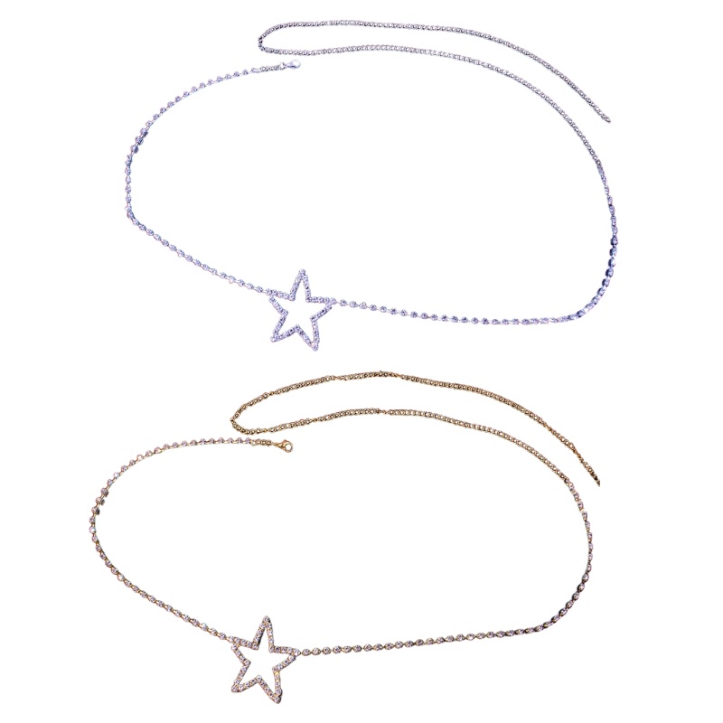 Thắt Lưng Dây Xích Hình Ngôi Sao Đính Đá Thời Trang Cho Nữ