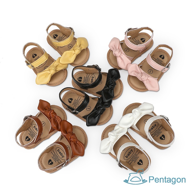 Xăng đan Đế Mềm Chống Trượt Đính Nơ Thời Trang Mùa Hè Cho Bé Gái