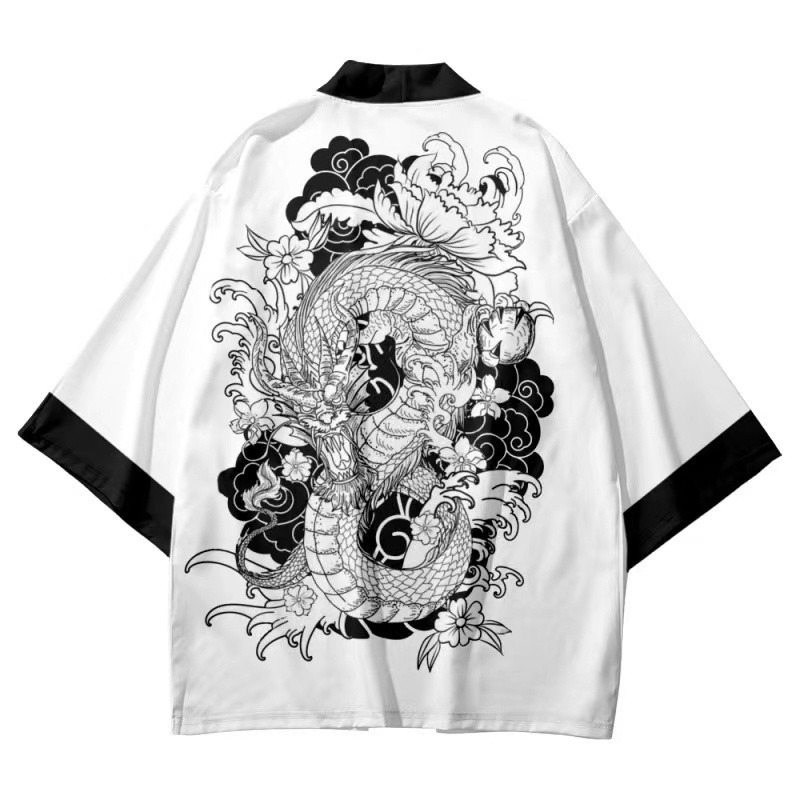 Áo Khoác Cardigan Màu Đỏ In Hình Rồng Phong Cách Châu Á Truyền Thống Nhật Bản Thiết Kế Mới Cho Nữ Yukata