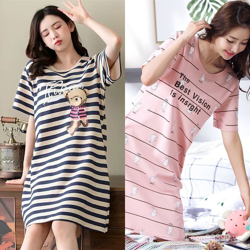 Đầm Ngủ Ngắn Tay Dáng Rộng Plus Size Lớn Cho Bà Bầu