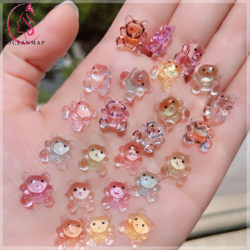 [Hàng mới về] Phụ kiện trang trí móng tay bằng nhựa resin trong suốt hình gấu kẹo dễ thương diy