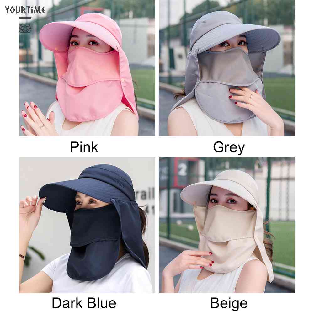 Mũ Rộng Vành Kèm Khẩu Trang Chống Tia UV Cao Cấp Thời Trang Mùa Hè Dành Cho Nữ