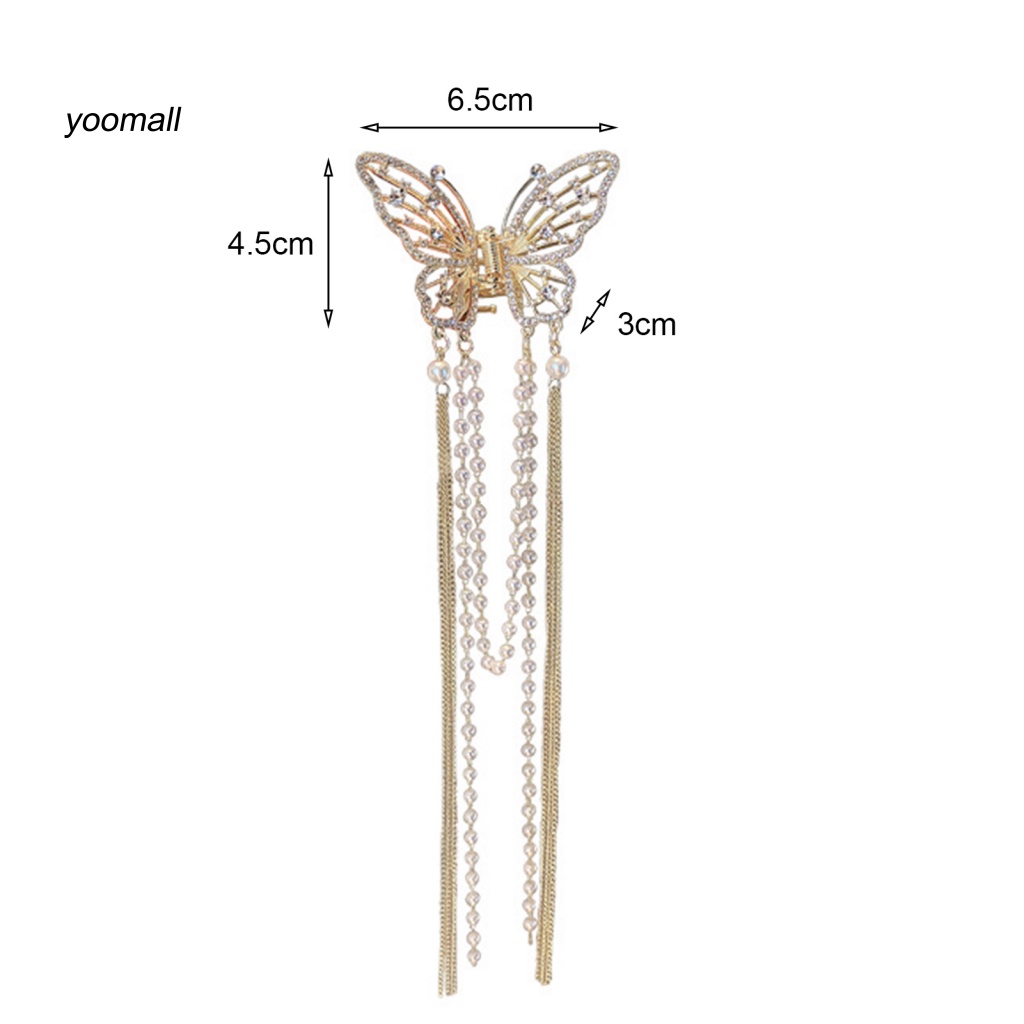 / Yo / Kẹp Tóc Càng Cua Dài Chống Trượt Chống Rơi Có Tua Rua Cho Cô Dâu