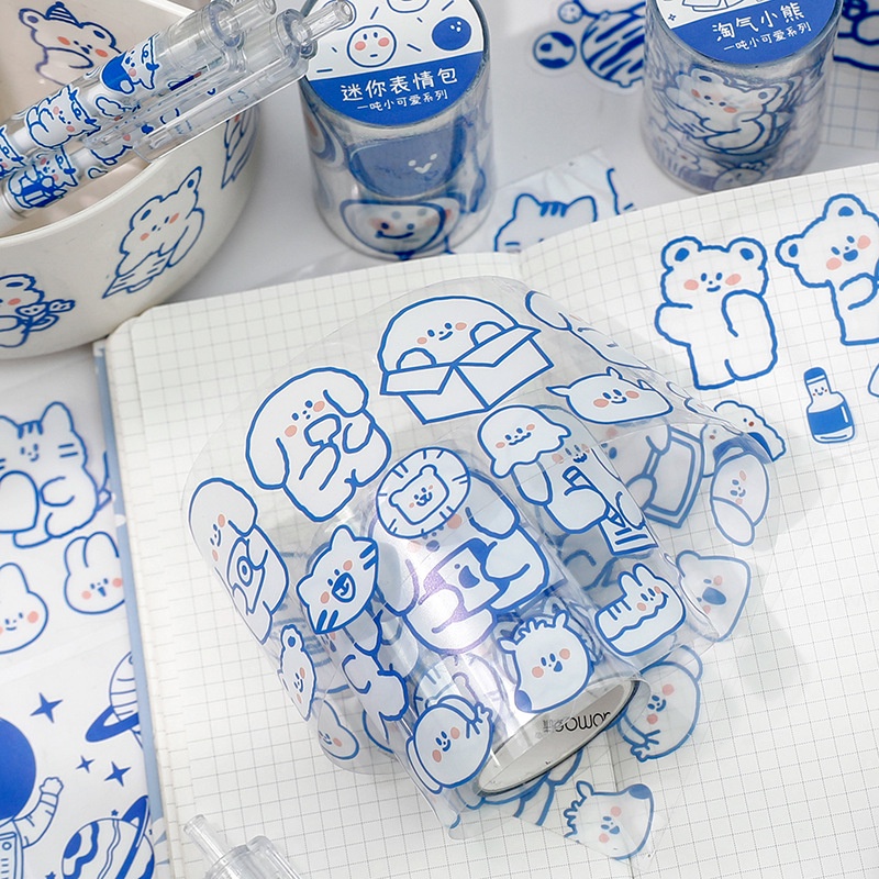 Băng PET Động vật dễ thương Dòng muối Tự làm Nhãn dán trang trí vật liệu bỏ túi