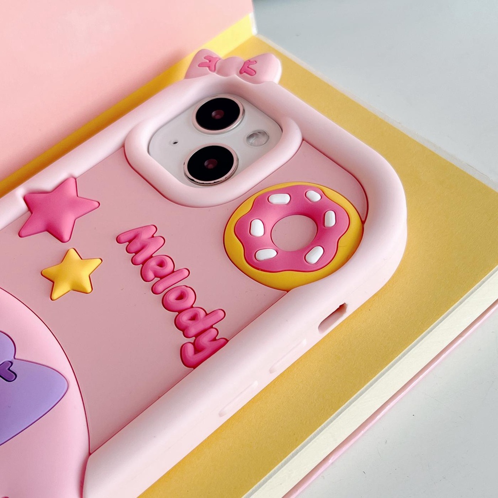 Ốp Điện Thoại Silicon tpu Mềm Hình Sanrio Thỏ Bánh Donut Hoạt Hình 3D Cho iPhone 14 13 12 11 Pro MAX