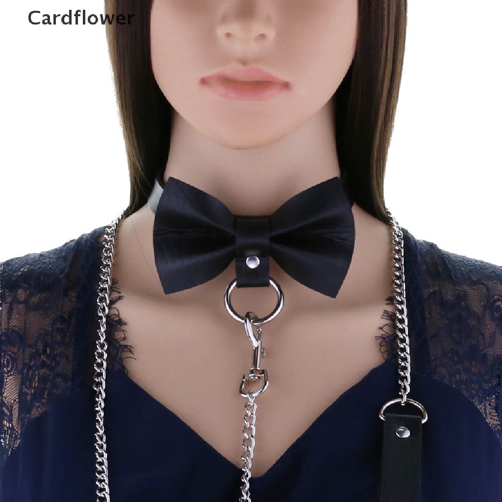 < Cardflower > Vòng Cổ Dây Xích Da Harajuku Punk Gothic Thắt Nơ Trang Sức Gợi Cảm Cho Nam Và Nữ