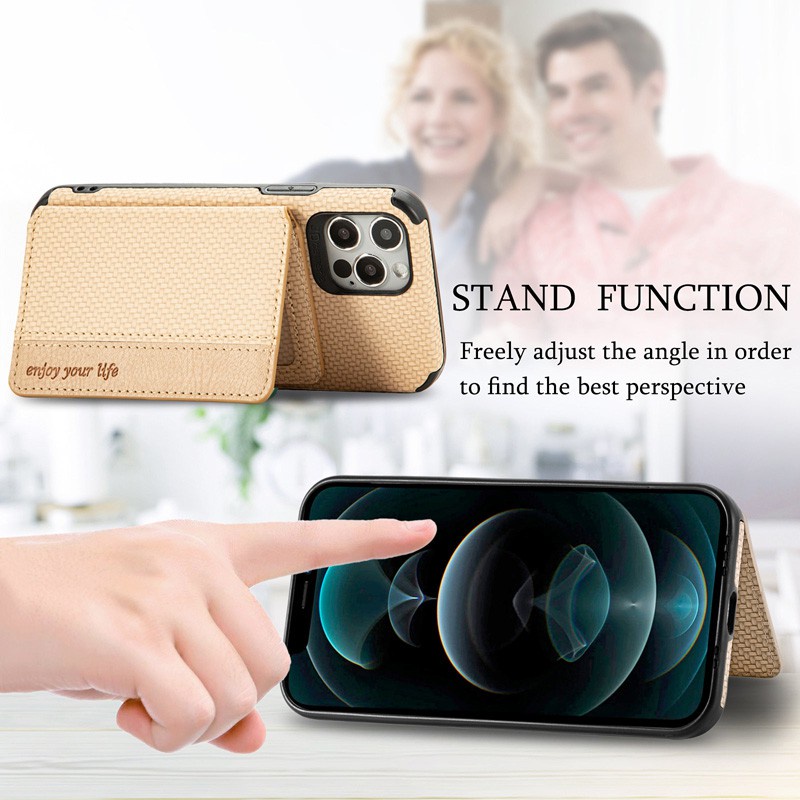 Ốp Điện Thoại Da + Sợi Carbon Có Ngăn Đựng Thẻ Chống Rơi Cho OPPO Reno 8 7 8T 8Z 7Z Reno8 Reno7 T Z 4G 5G