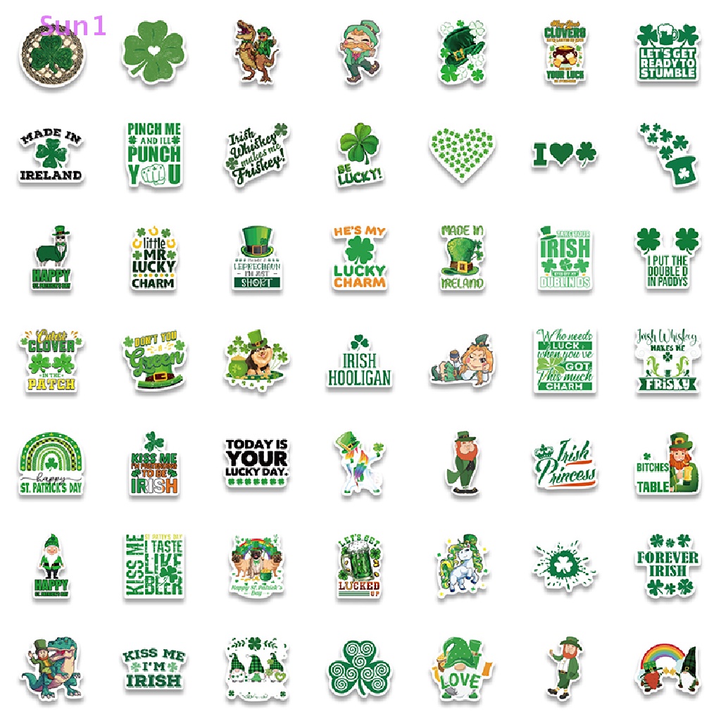 Set 1: 100 Sticker Chống Thấm Nước Dán Trang Trí Lễ Hội Irish Carnival St Patrick