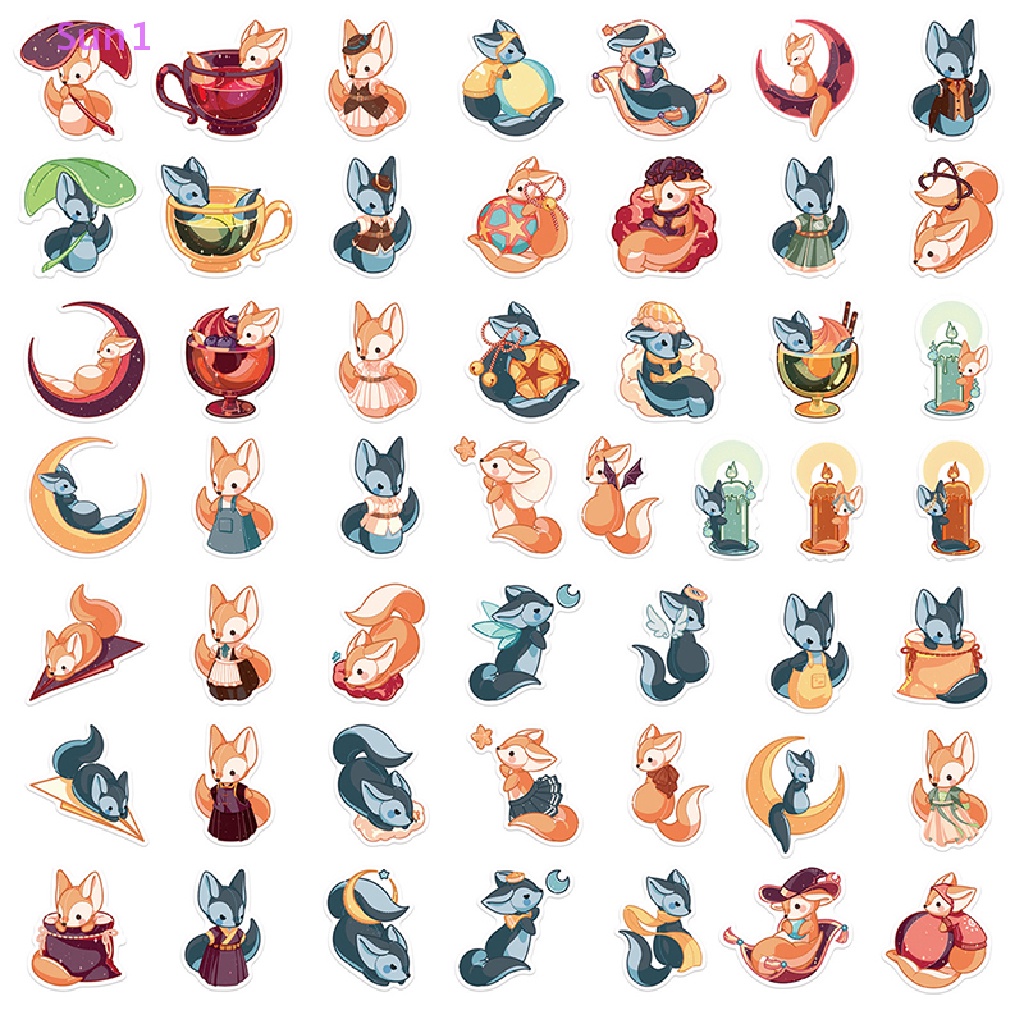 Set 50 Nhãn Dán Hoạt Hình Graffiti Trang Trí Xe Hơi / Laptop / Vali Độc Đáo